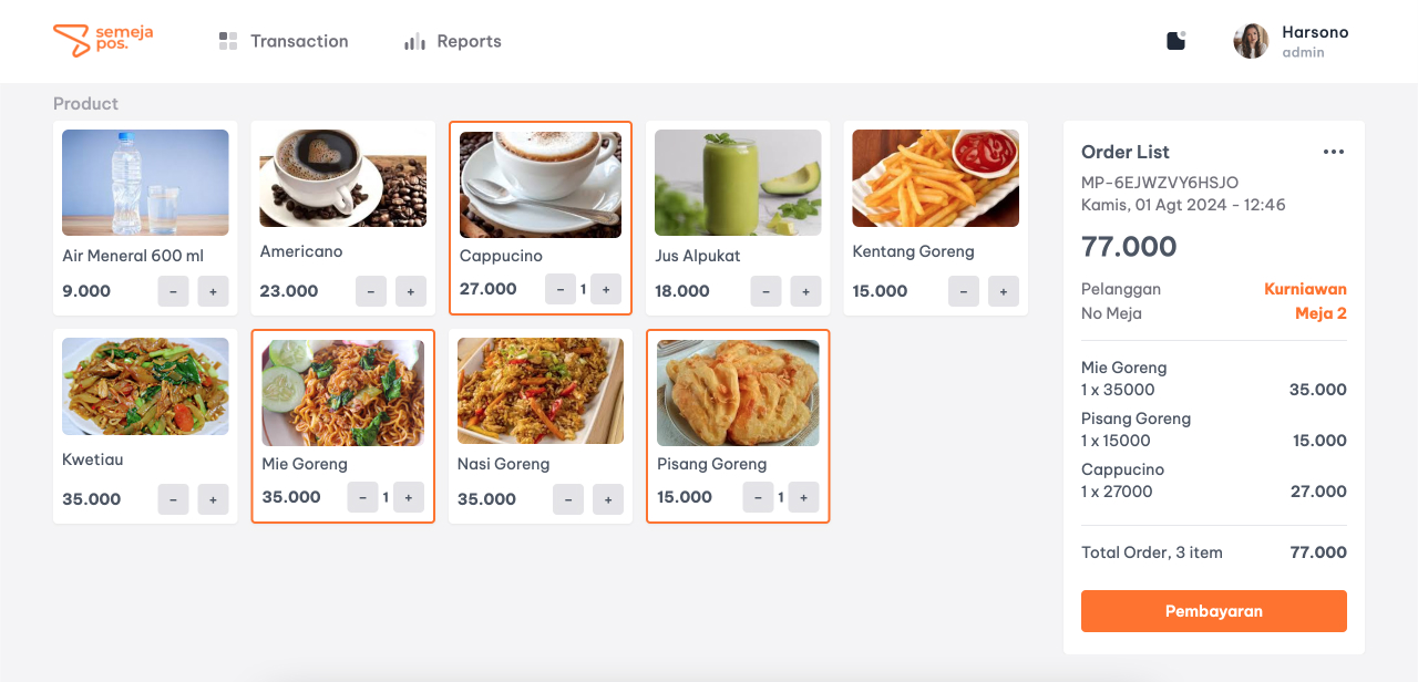 Screenshot Menupesan