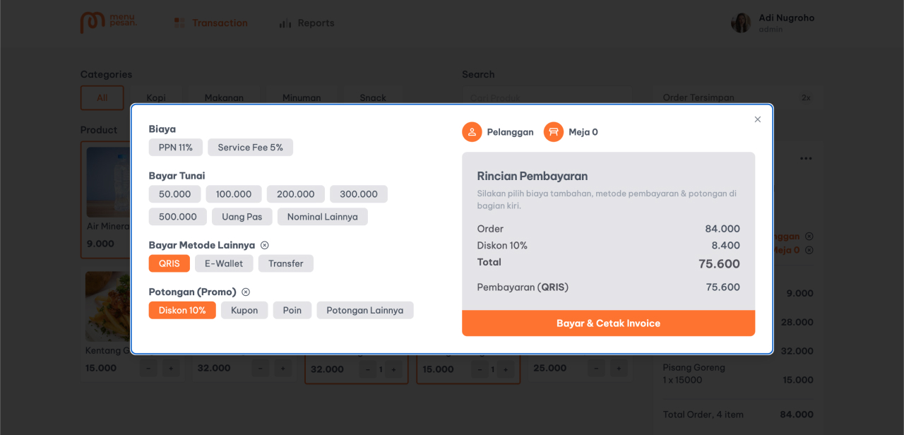 Screenshot Menupesan