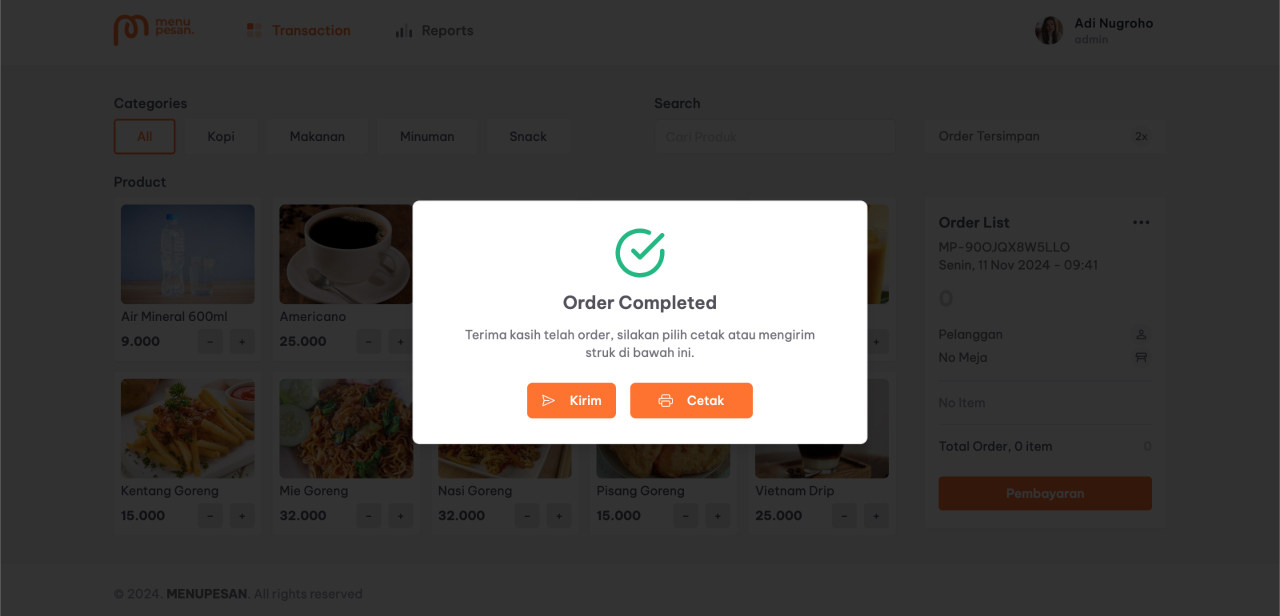 Screenshot Menupesan